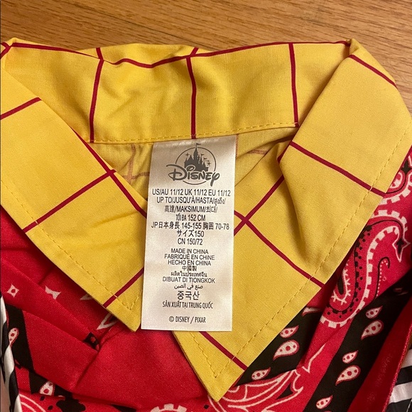 Disney woody costume Yellow and Red Checkered Shirt with Bandana - Picture 6 of 10